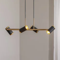 Lucea Hængelampe Lume sort/guld antik længde 66 cm 4 lyskilder metal