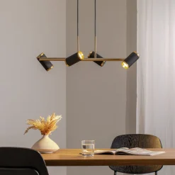 Lucea Hængelampe Lume sort/guld antik længde 66 cm 4 lyskilder metal