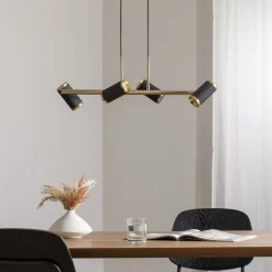 Lucea Hængelampe Lume sort/guld antik længde 66 cm 4 lyskilder metal