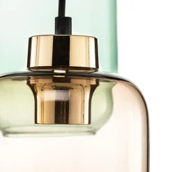 TK Lighting Hængelampe Marco Green, 3 lyskilder klar/grøn/brun