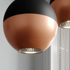 HELAM Hængelampe Midnight i sort/kobber 4 lyskilder, lang