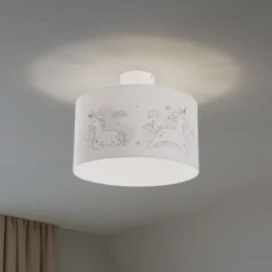 Børn Duolla Hængelampe Mila, Ø 35 cm, stof, enhjørninger, E27