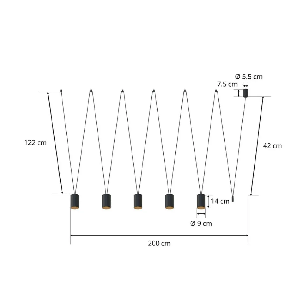 Hængelampe More Tone, sort/guld, 5 lyskilder^Nowodvorski Lighting Outlet