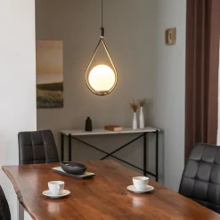 Opviq Pendellamper|Pendellamper>Hængelampe Mudoni MR-937 1 lyskilde sort/opalglas