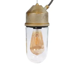 Moretti Luce Hængelampe 1951N, antik messing, lige glas, klar