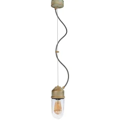 Moretti Luce Hængelampe 1951N, antik messing, lige glas, klar