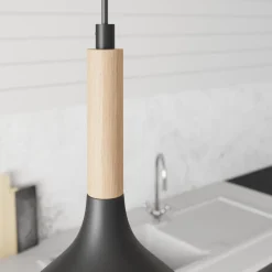 Luminex Hængelampe Noak 3-flammet lang sort/naturtræ