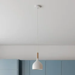 Luminex Pendellamper|Pendellamper>Hængelampe Noak, hvid/naturtræ, Ø 17 cm