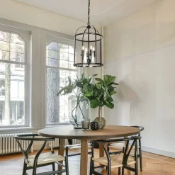 Steinhauer Hængelampe Pimpernel, Ø 32 cm, sort, glas røggrå