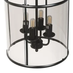 Steinhauer Hængelampe Pimpernel, Ø 32 cm, sort, glas røggrå