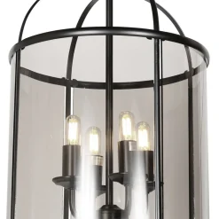 Steinhauer Hængelampe Pimpernel, Ø 32 cm, sort, glas røggrå