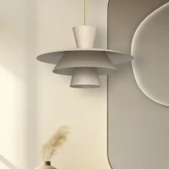 Hængelampe Plato, beige, metal, Ø 38 cm, E27^Luminex Best