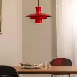 Luminex Gang|Pendellamper>Hængelampe Plato, rød, metal, Ø 38 cm, E27