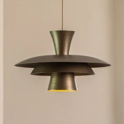 Hængelampe Plato, titanfarvet, metal, Ø 38 cm, E27^Luminex New