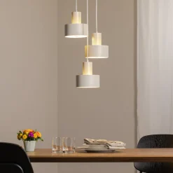 SIGMA Pendellamper>Hængelampe Rif 3, taupe, rund, 3 lyskilder, Ø 33 cm, stål