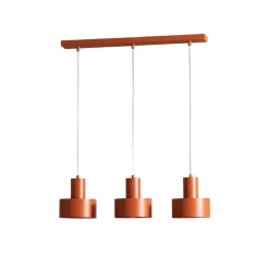 SIGMA Hængelampe Rif 3, teglrød, 3 lyskilder, lineær, stål