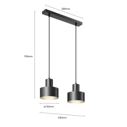 SIGMA Hængelampe Rif, lineær med 2 lyskilder, sort
