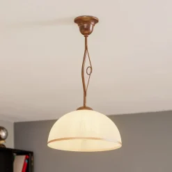 Lamkur Pendellamper>Hængelampe Roma i hvid og brun, 1 lyskilde