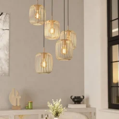 Hængelampe Romazzina, sandfarvet, stål, Ø 50 cm, 5 lyskilder.^EGLO Best