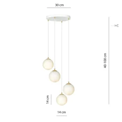 EMIBIG LIGHTING Hængelampe Royal, 4 lyskilder, opal hvid/hvid, glas, E14