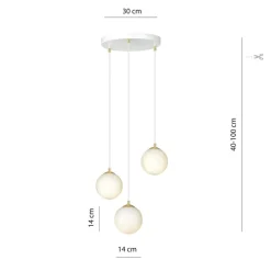 EMIBIG LIGHTING Hængelampe Royal, 3 lyskilder, opal hvid/hvid, glas, E14