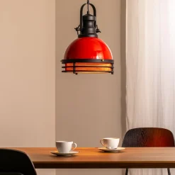 Opviq Hængelampe Saglam 3762, rød/sort, jern, Ø 32 cm