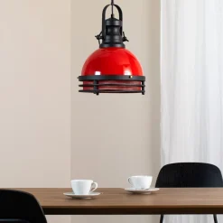 Opviq Hængelampe Saglam 3762, rød/sort, jern, Ø 32 cm