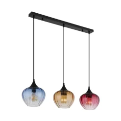 Globo Hængelampe Sander, længde 80 cm, farvet, glas, 3 lyskilder.