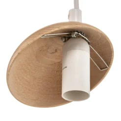 Hængelampe Sfera 1 lyskilde glas/træ lys^Eko-Light Online