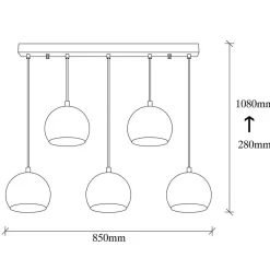 Hængelampe Sivani MR-1000, antik guld, jern, 5 lyskilder^Opviq Hot