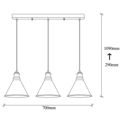 Opviq Hængelampe Sivani MR-314, antik guld, jern 3 lyskilder lineær