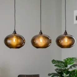 Opviq Pendellamper>Hængelampe Smoked 052 3 lyskilder lineært glas Ø27cm