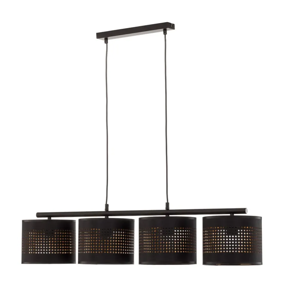 TK Lighting Hængelampe Tago, 4 lyskilder, sort/guld