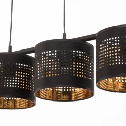 TK Lighting Hængelampe Tago, 4 lyskilder, sort/guld