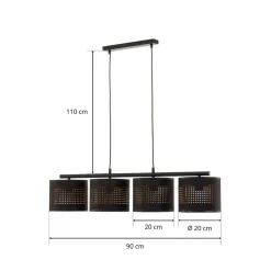 TK Lighting Hængelampe Tago, 4 lyskilder, sort/guld