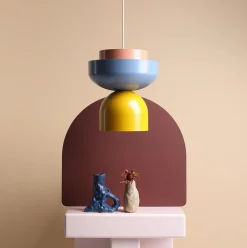 ALDEX Pendellamper>Hængelampe Ulia, gul/blå/koral