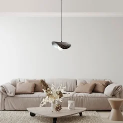 Opviq Hængelampe Vatoz, 1 lyskilde, sort, Ø 40 cm, metal/glas