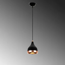Hængelampe Yildo 7000 1 lyskilde Ø15cm sort/kobber^Opviq