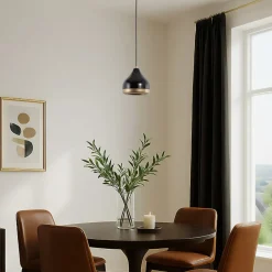 Hængelampe Yildo, 1 lyskilde, sort/guld, metal, Ø 17 cm^Opviq New