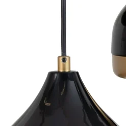 Hængelampe Yildo, 3 lyskilder, sort/guld, rund, Ø37 cm^Opviq Outlet