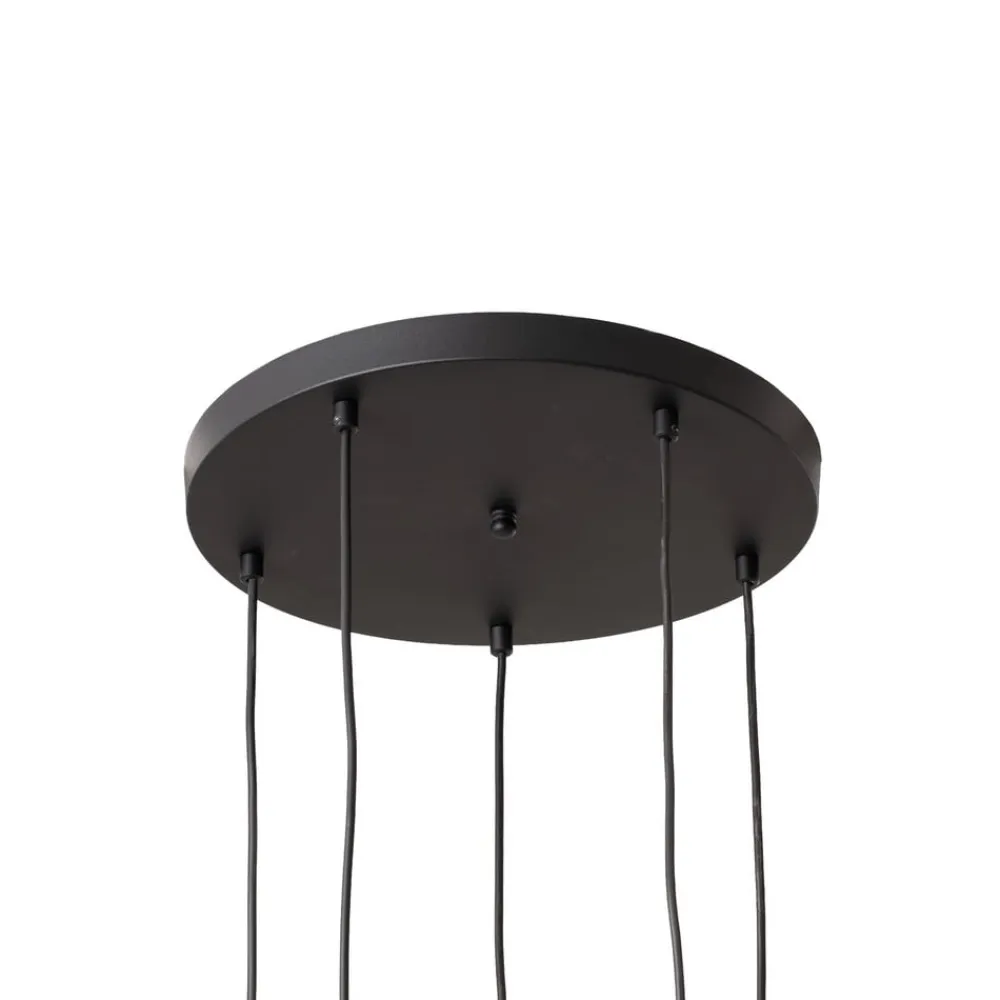 Hængelampe Yildo, 5 lyskilder, rund, sort/guld, Ø43 cm^Opviq Discount