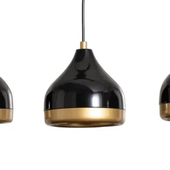 Hængelampe Yildo, lineær, 3 lyskilder, sort/guld, metal^Opviq Sale