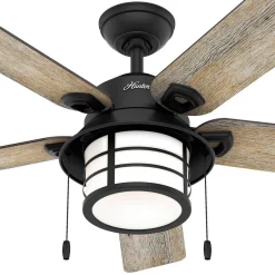 Hunter Santorini ventilator m. lys, træ/sort