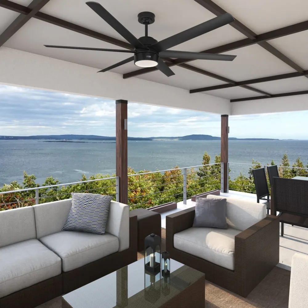 Solaria DC LED-loftventilator IP44 Ø 183^Hunter Sale