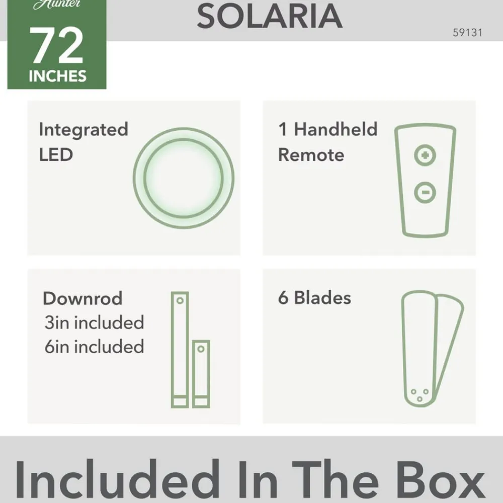 Solaria DC LED-loftventilator IP44 Ø 183^Hunter Sale