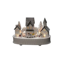 Konstsmide Christmas Hus og Kirke LED-adventsstage, batteridrift