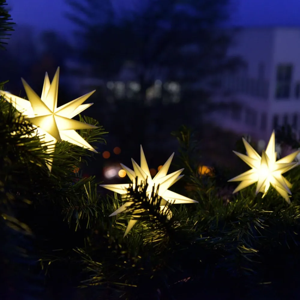 I hvid - udendørs LED-lyskæde med 9 stjerner^STERNTALER New