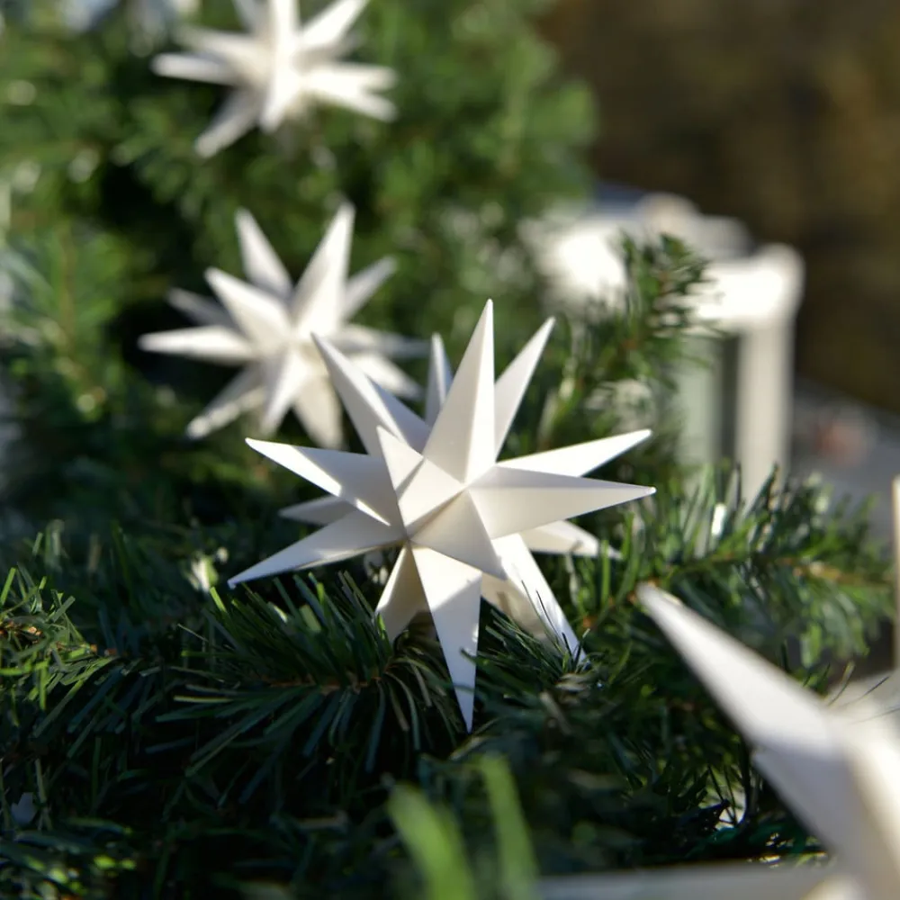 I hvid - udendørs LED-lyskæde med 9 stjerner^STERNTALER New