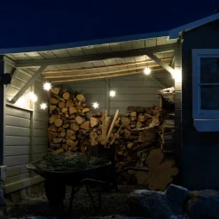 I hvid - udendørs LED-lyskæde med 9 stjerner^STERNTALER New