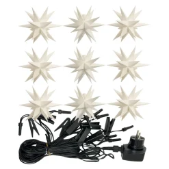 I hvid - udendørs LED-lyskæde med 9 stjerner^STERNTALER New